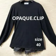 美品 オペークドットクリップ バック チュールフリル クルーネックニットのサムネイル