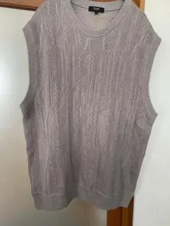 BEAMS グレー 編み込み ノースリーブベスト L