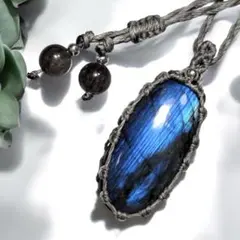 ラブラドライト マクラメ ネックレス ペンダント 02