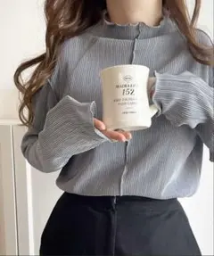 クラシカルエルフ　2wayメロープリーツハイネックトップス　グレー
