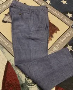Brooks Brothers MILANO リネン スラックス W30 ブルーのサムネイル