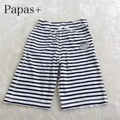 パパス Papas+ ハーフパンツ ボーダー パンツ ひざ丈 シンプル Mのサムネイル