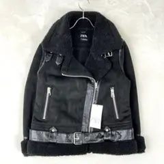 新品未使用♡ZARA ダブルライダースジャケット フェイクムートン レザー ボア