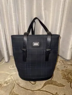 バーバリー ノバチェック バケツ型 イタリア製 トートバッグ ネイビー