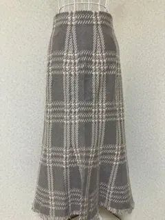 【新品】フリンジチェックニットマーメイドスカート