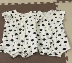 水玉模様ロンパース2着セット 60-70cm