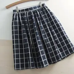 春夏　●アースミュージック&エコロジー●　ミディ丈チェックスカート　F♪　黒
