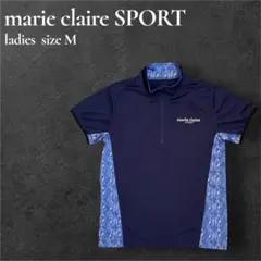 【美品】マリクレールスポール ゴルフウェア レディース 半袖 ハーフジップ 総柄のサムネイル