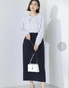 NATURAL BEAUTY BASIC アウトポケットツイードナロースカート