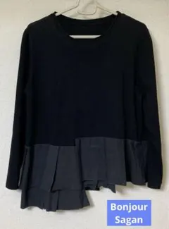 Bonjour Sagan 裾切り替えデザインロンT アシンメトリー