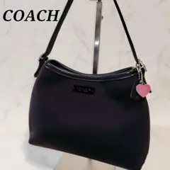 COACH アクセサリーポーチ ハンドバッグ ブラック ナイロン／レザー