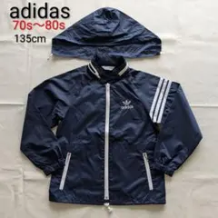 adidas デサント社 子供服 ナイロンジャケット ウインドブレーカー 紺色