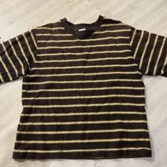 Niko and. ブラウン/イエロー ストライプ Tシャツ M