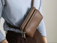 【select MOCA】スクエアシンプル ミニショルダーバッグ/ブラウン