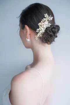 【美品】ヘッドドレス ウェディング ボタニカル ゴールド 結婚式 ブライダル