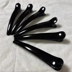 ヘアクリップ 黒 6本セット プラスチック 軽量 大きめサイズ
