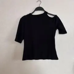 apres jour mignon リブカットソー 半袖 ブラック カットソーのサムネイル