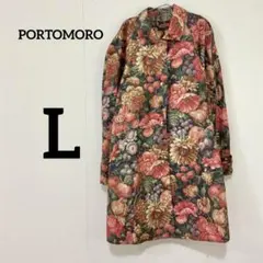 【PORTOMORO】花柄 総柄 ロングシャツ ワンピース レトロのサムネイル
