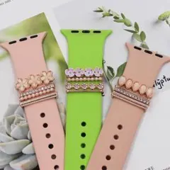 Apple Watch メタルチャーム樹脂 フラワージュエリーストラップ装飾用