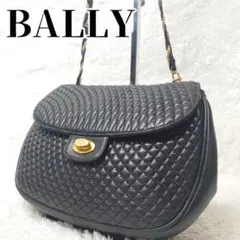 【美品】BALLY バリー チェーン ショルダーバッグ キルティング ブラック