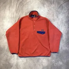 美品 90s Patagonia スナップT サーモンピンク/ネイビー USA製