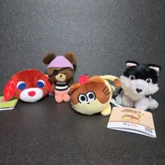 くまのがっこう もふっとオオカミ お茶犬 子猫のぷりん マスコット 4点セット
