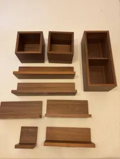 無印良品　壁につける　木製収納ボックス 9個セット ブラウン