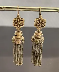 フランス　アンティーク　ヴィンテージ　18k ドルムーズ　タッセル　ピアスのサムネイル