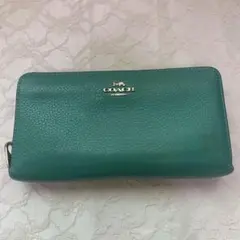 【コーチ★COACH】　長財布 F54007 レザー　青緑　ラウンドファスナー COACH ラウンドファスナー長財布 メンズ コーチ – Rehello by BOOKOFF