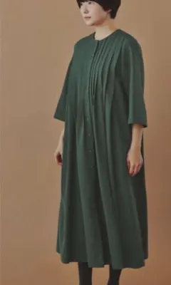 3698【美品】ミナペルホネン 異素材切替ノースリーブワンピース drafty