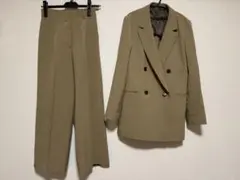 カーキ ダブルブレストジャケット パンツセットアップ