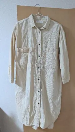 ZARA ベージュ  ロングシャツ