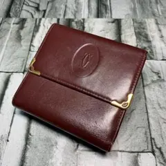 Cartier カルティエ マストライン がま口 三つ折り財布　レザー　ボルドーのサムネイル