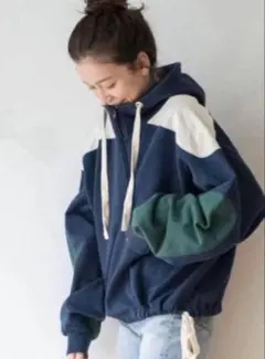 ungrid カラーブロッキングフーディー　スウェット