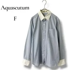 Aquascutum アクアスキュータム ストライプ シャツ 長袖 F 日本製のサムネイル