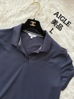 美品AIGLE メンズ ポロシャツ ネイビー Lサイズのサムネイル