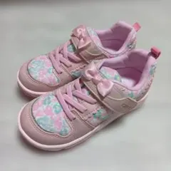 キッズ スニーカー 花柄 リボン ピンクのサムネイル