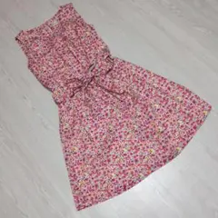 ティアラ ボタニカル花柄ワンピース ノースリーブ 総柄 L相当 リボンのサムネイル