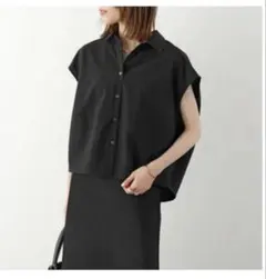 2023AW】relume コットンブロードショートブラウス 半袖 シャツ 黒 
