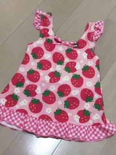★イチゴ柄　ワンピース水着　90㌢　タグなし未使用