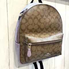 【美品】Coachロゴシグネチャー　リュック PVCレザー