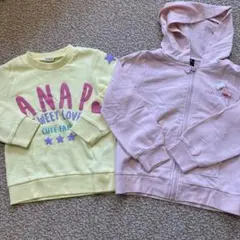ANAP イエロー トップス & ピンク ジップアップパーカー 110センチ