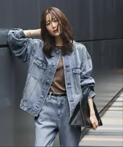 新品未使用 軽やかGOODデニムジャケットライトブルー83 グローバルワーク