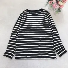 ナノユニバース ボーダーカットソー ロンT カジュアル シンプル トップス 白黒