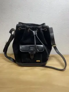 BALLY バリー 巾着型 ショルダーバッグ スエード レザー ブラック