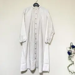 nord Robe リネン 麻100% ベージュ ロングシャツワンピース 長袖