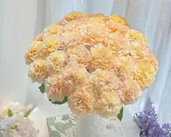 オレンジ色の菊 5本 花瓶付き - メルカリ