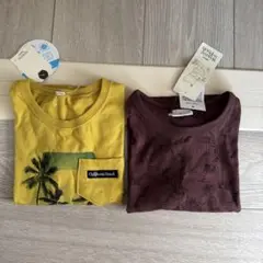 イエローとブラウンのTシャツセット 90cm