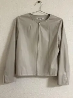 NATURAL BEAUTY BASIC フェイクレザージャケット M グレー