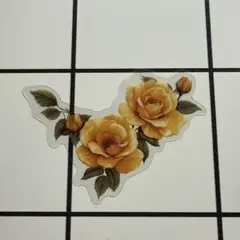 黄色いバラの花柄ステッカー